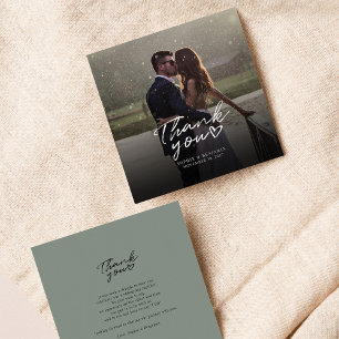 Modern Wedding Photo Hand-Lettered Thank You Card