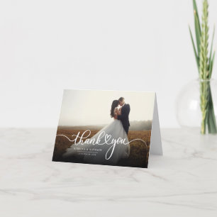 Modern Wedding Photo Handwritten Thank You Note Card