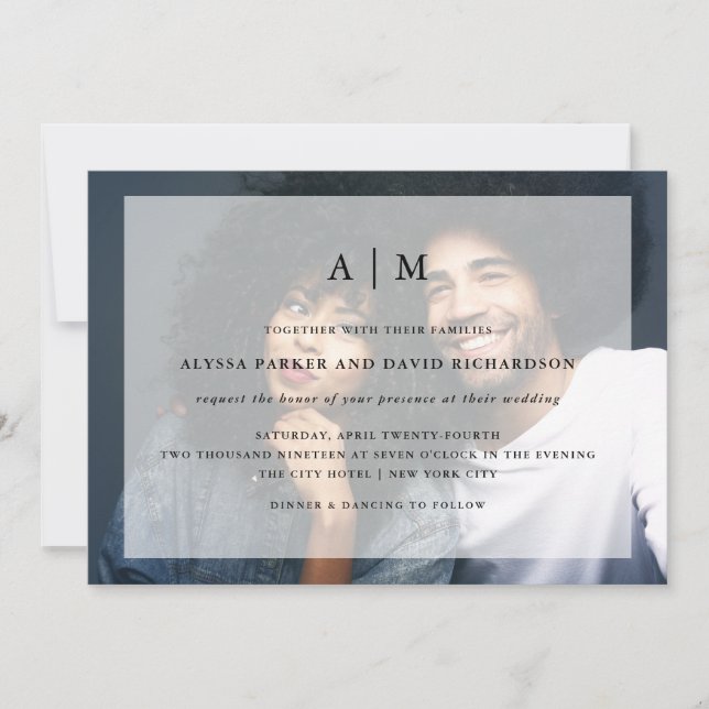 Modern Wedding Photo Invitation with Overlay (Front)