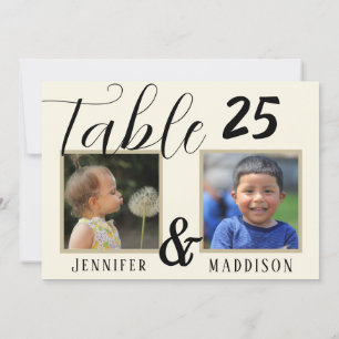 Modern Wedding Photo Light Biege Table Number