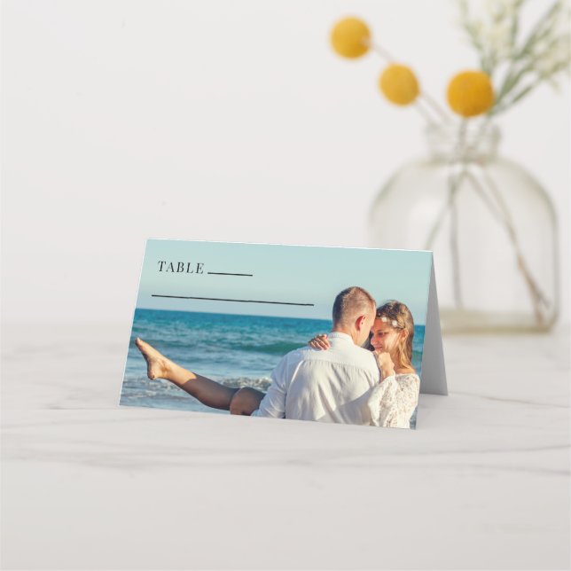 Modern Wedding Photo Place Card (Front)