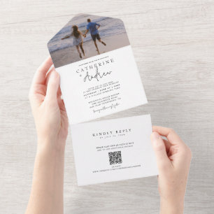 Modern Wedding Photo QR Code  All In One Invitatio All In One Invitation