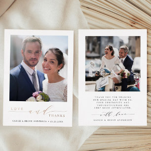 Modern Wedding Photo Rose Gold Foil Thank You Card