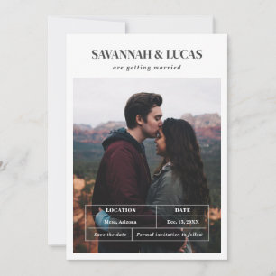 Modern Wedding Photo Save the Date Invitation