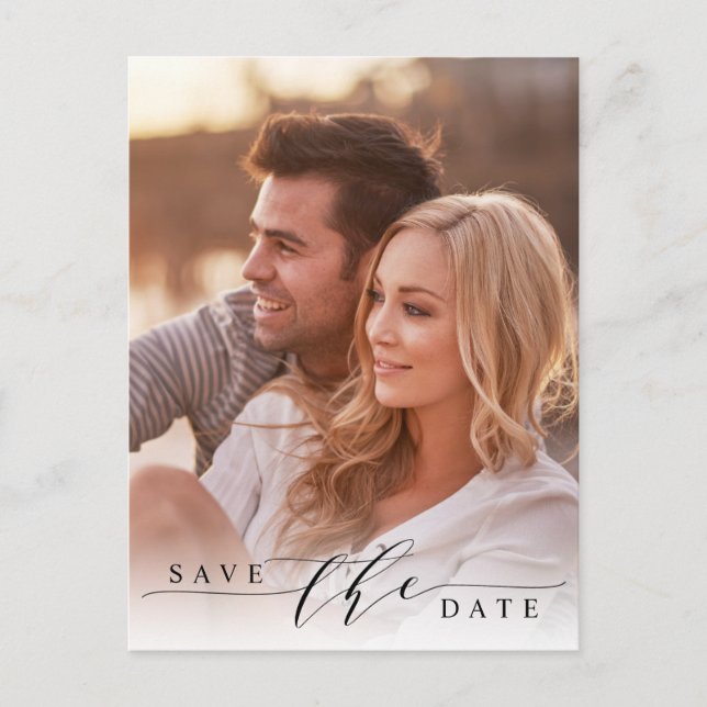 Modern Wedding Photo Save the Date Postcard (Front)