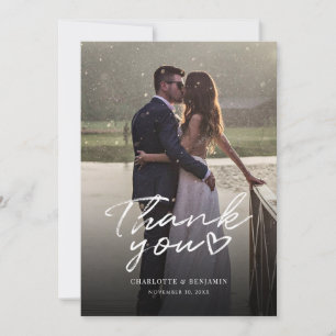Modern Wedding Photo Script Thank You Card