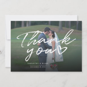 Modern Wedding Photo Script Thank You Card