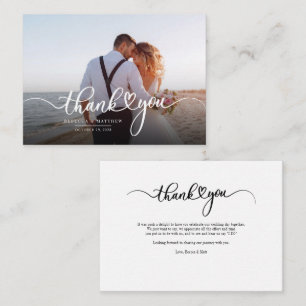 Modern Wedding Photo Script Thank You Card