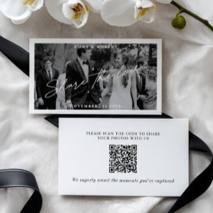Modern Wedding Photo Sharing Request QR Code Enclosure Card