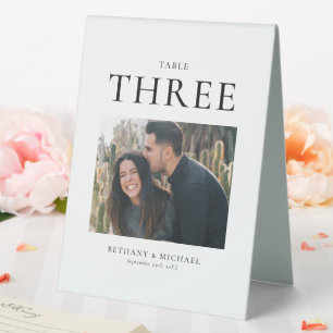 Modern Wedding Photo Table Number Tent Sign