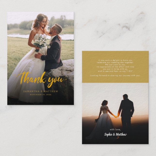 Modern Wedding Photo Thank You Card (Front/Back)