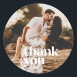 Modern Wedding Photo Thank You Favour Classic Round Sticker<br><div class="desc">Simple thank you photo stickers,  perfect for your wedding favours.</div>