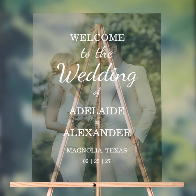 Modern Wedding Photo Wedding Acrylic Sign (Neutral)