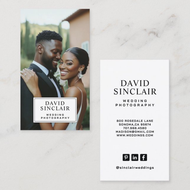 Modern Wedding Photographer Photo Business Card (Front/Back)