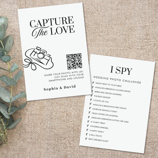 Modern Wedding Photos Capture The Love QR Code En Enclosure Card (Creator Uploaded)