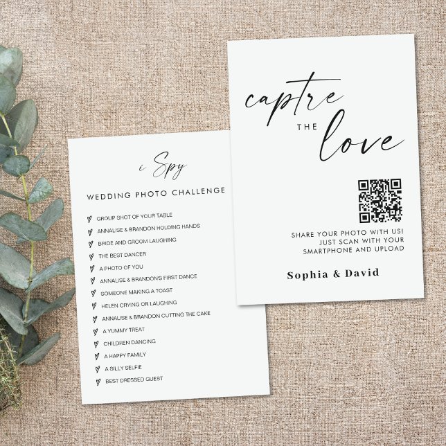 Modern Wedding Photos Capture The Love QR Code En Enclosure Card (Creator Uploaded)