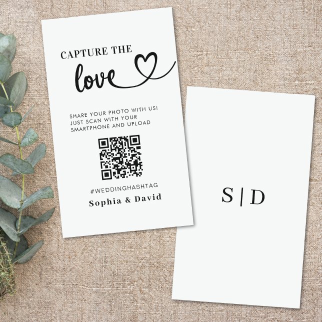 Modern Wedding Photos Capture The Love QR Code Enclosure Card (Creator Uploaded)
