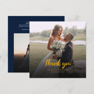 Modern Wedding Photos Script Thank You Card