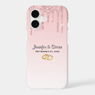 Modern Wedding Pink Glitter Drips