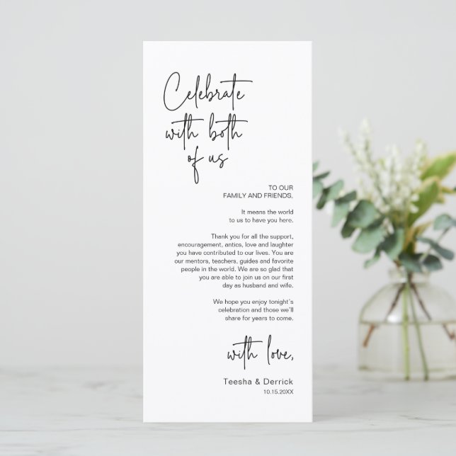 Modern Wedding Place Setting Dinner Thank You Card (Standing Front)