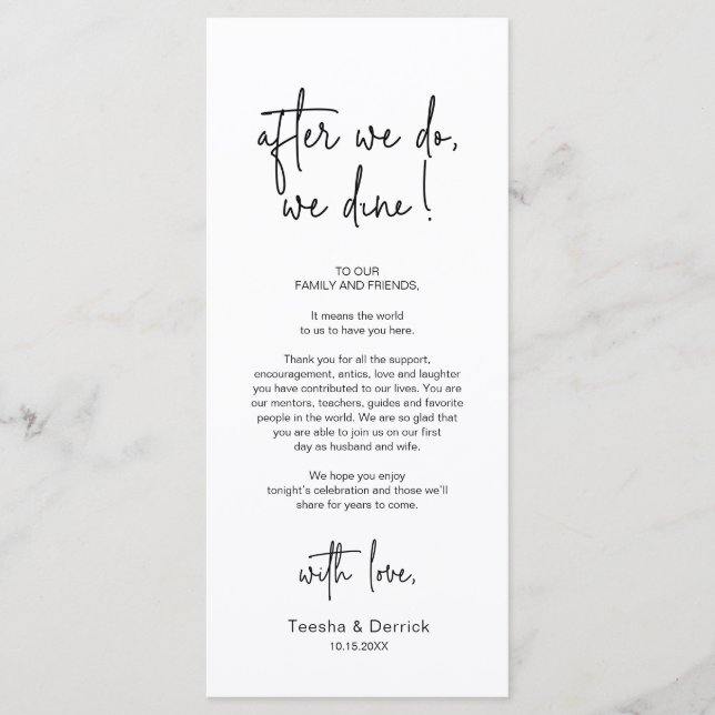 Modern Wedding Place Setting Dinner Thank You Card (Front)