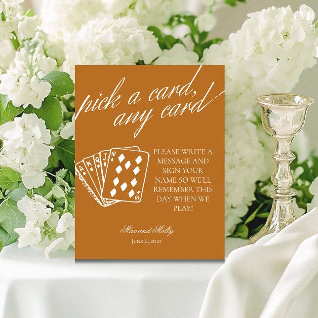 Modern Wedding Playing Cards Pedestal Sign (Add a fun touch to your wedding or event with this modern serif playing cards guest book sign.)