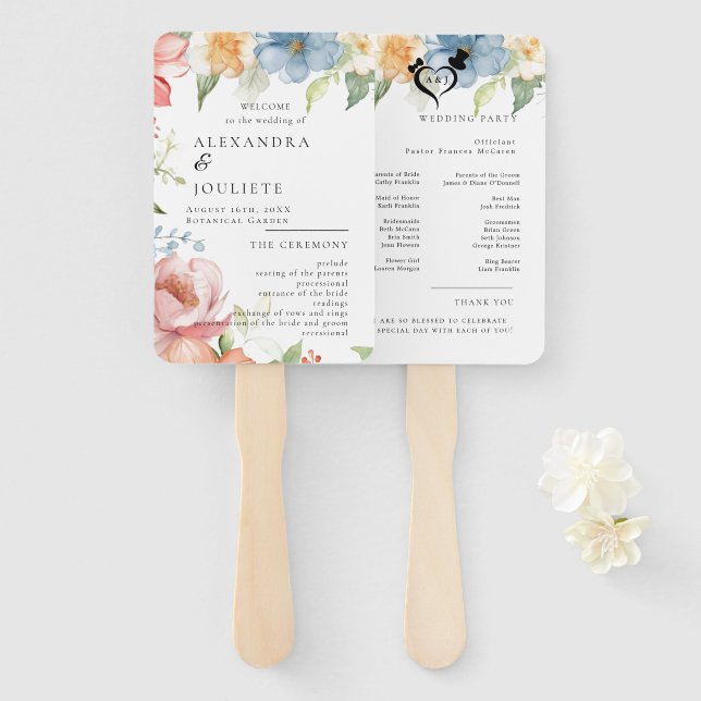 Modern Wedding Program Fans with Photo (Front and Back)