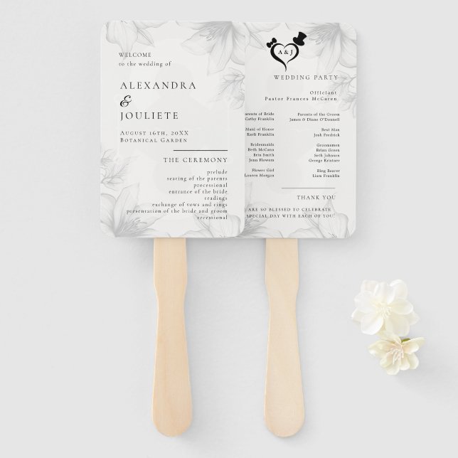 Modern Wedding Program Fans with Photo (Front and Back)