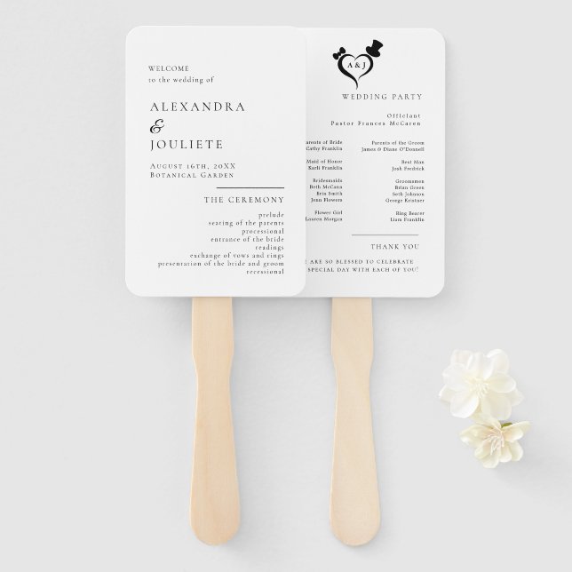 Modern Wedding Program Fans with Photo (Front and Back)