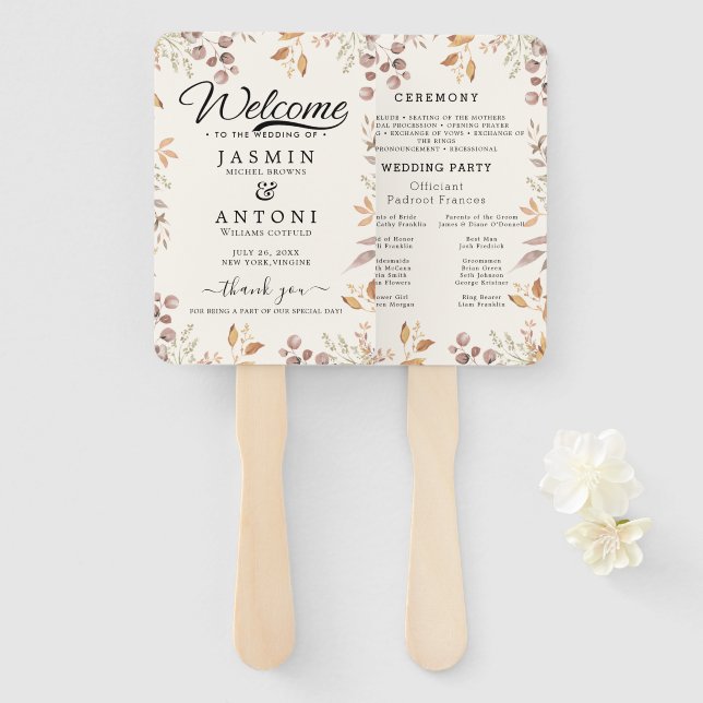 Modern Wedding Program  Hand Fan (Front and Back)