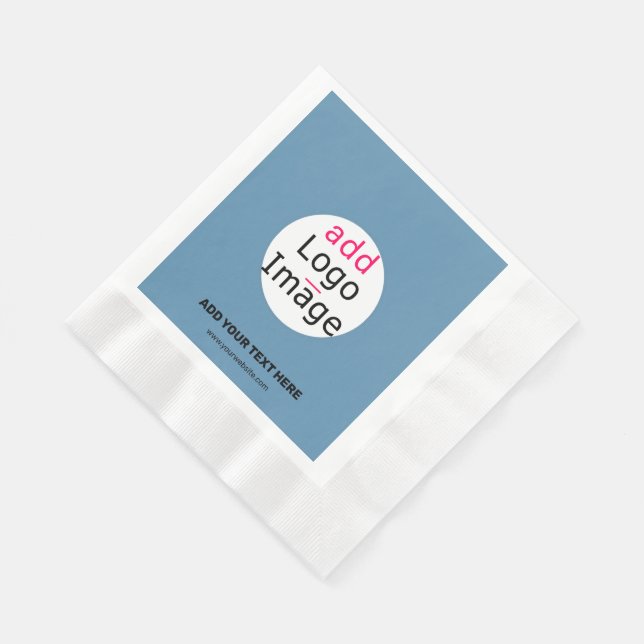 Modern Wedding Promo Customisable Dusty Blue Napkin (Corner)
