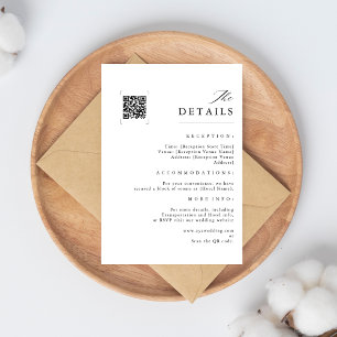 Modern Wedding   QR Code Minimalist Black & White Enclosure Card