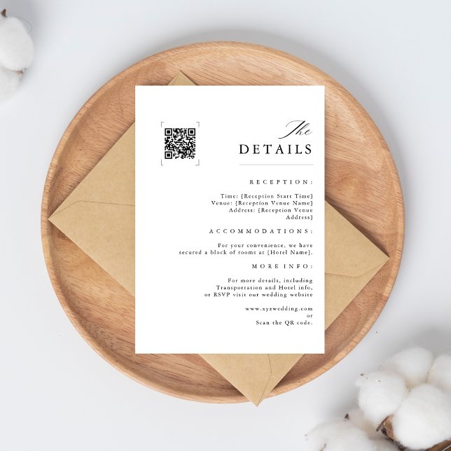 Modern Wedding | QR Code Minimalist Black & White Enclosure Card (Creator Uploaded)