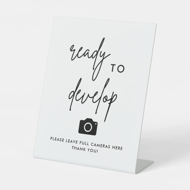 Modern Wedding Ready To Develop Disposable Camera Pedestal Sign (Front)