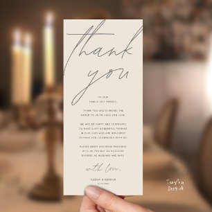 Modern Wedding Reception Dinner Thank You Card