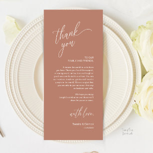 Modern Wedding Reception Dinner Thank You Card