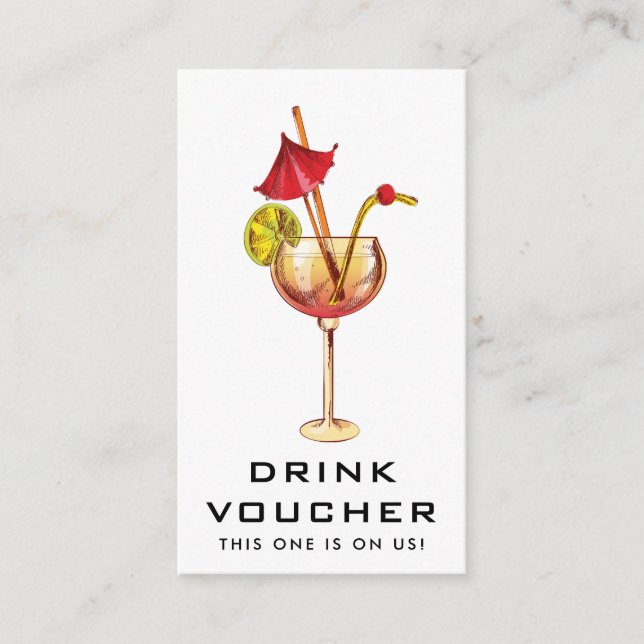 Modern Wedding Reception Drink Ticket Enclosure Card (Front)