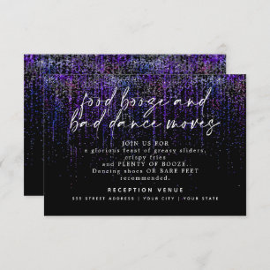 Modern Wedding Reception Edgy Purple Glitter Invitation