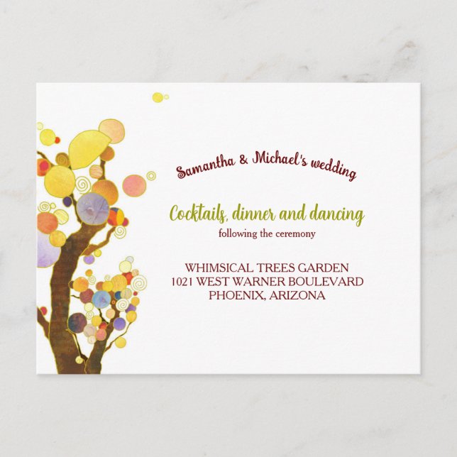 Modern Wedding Reception Itinerary Enclosure Postcard (Front)