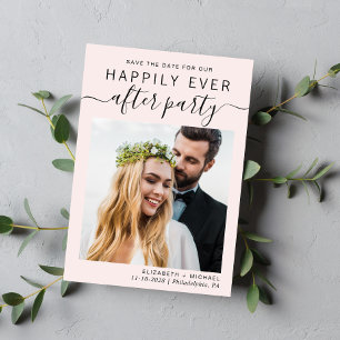 Modern Wedding Reception Photo Pink Save The Date