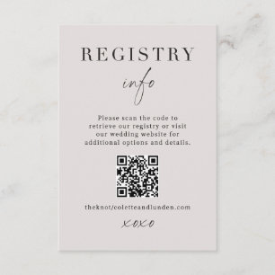 Modern Wedding Registry Info Enclosure Scan QR Card