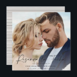 Modern wedding Reserva la Fecha cream black Save T Save The Date<br><div class="desc">Modern classy typography bold wedding Reserva la Fecha photo save the date card. With modern,  elegant typography and striped backer design. Colours can be customised.</div>