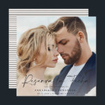 Modern wedding Reserva la Fecha cream black Save T Save The Date<br><div class="desc">Modern classy typography bold wedding Reserva la Fecha photo save the date card. With modern,  elegant typography and striped backer design. Colours can be customised.</div>