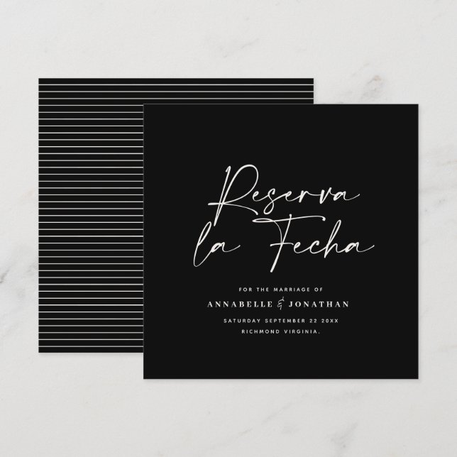 Modern wedding Reserva la Fecha cream black Save T The Date (Front/Back)