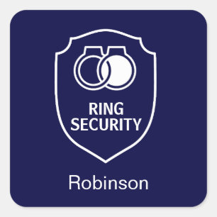 Modern wedding Ring Security Dark Blue Button Square Sticker