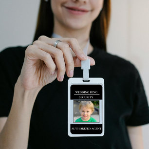 Modern Wedding Ring Security - ring bearer badge ID Badge
