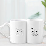 Modern Wedding Rings Couple's Initials Coffee Mug Set<br><div class="desc">Custom-designed newlywed coffee mug set featuring modern minimalist design with wedding rings and couple's initials.</div>