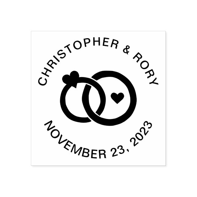 Modern Wedding Rings Simple Custom Couple's Rubber Stamp (Imprint)