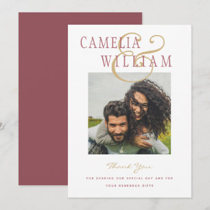 Modern Wedding Rose Pink Gold THANK YOU PHOTO Invi Invitation