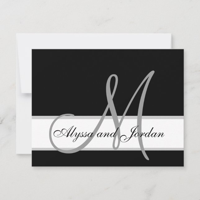 Modern Wedding RSVP Card Monogram Names (Front)